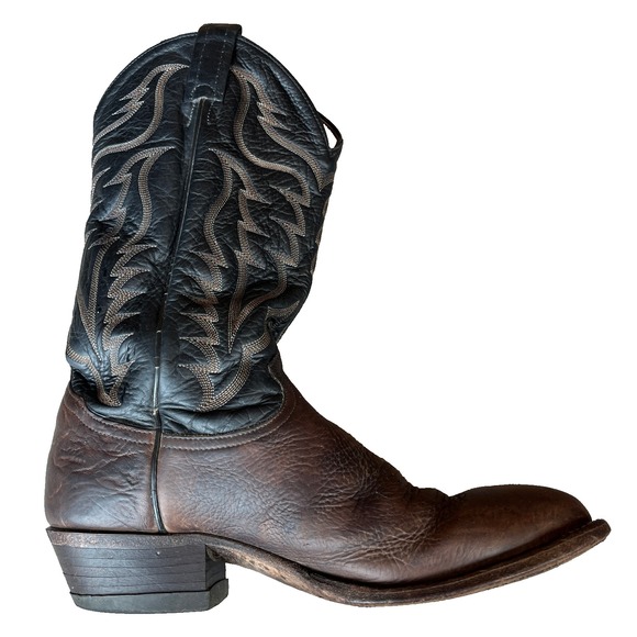 Tony Lama Other - VTG Tony Lama Taurus Cowboy Boots Chocolate Two-Tone Leather #6171 Mens 8.5 D